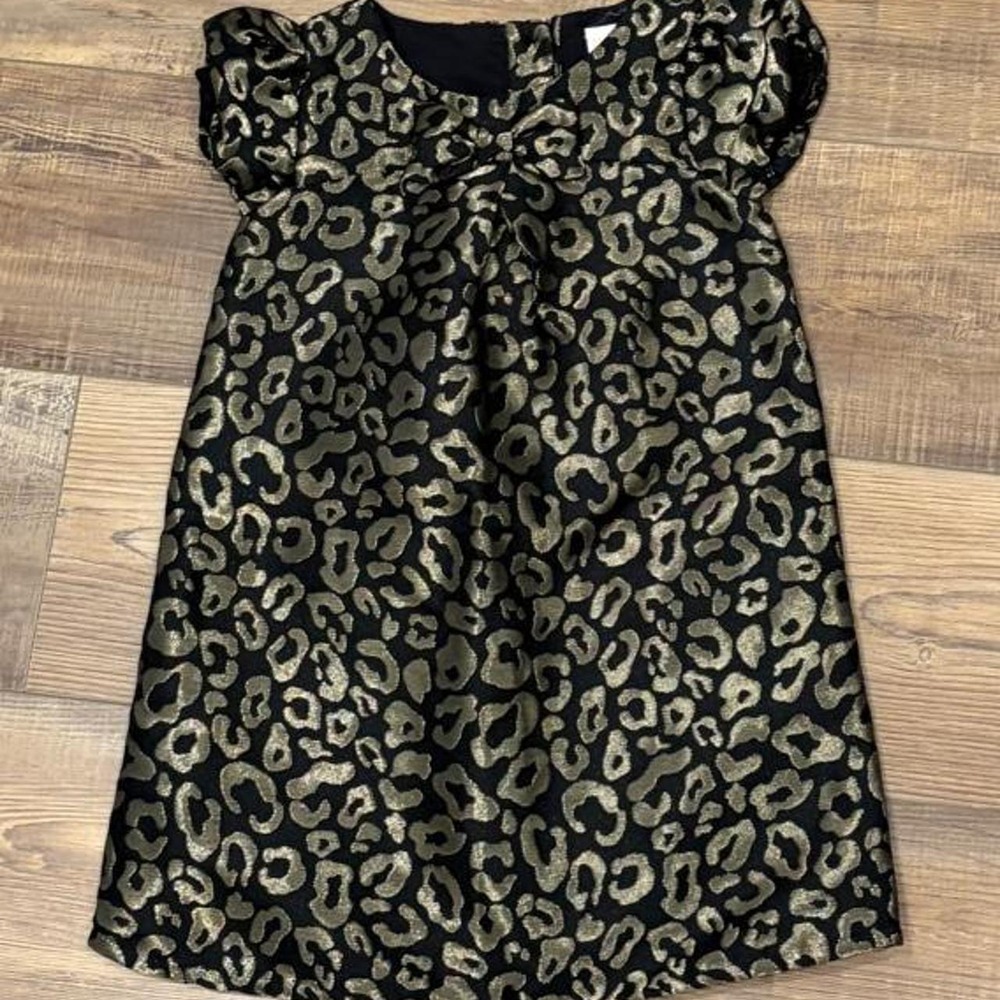 Gymboree leopard print baby dress with bow in size 4T. Special occasion dress